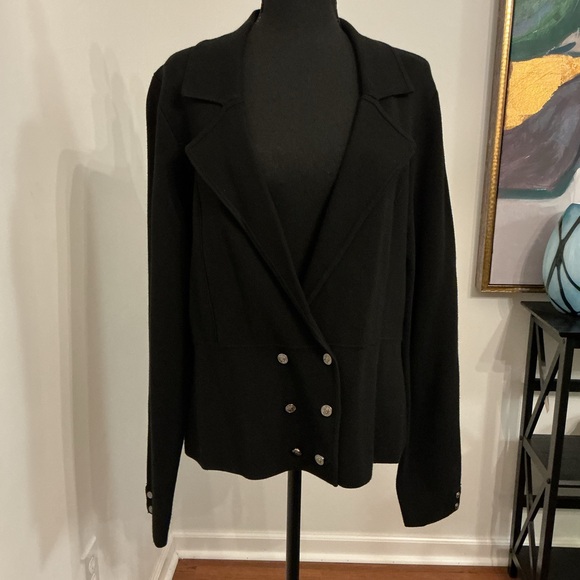 White House Black Market Black Blazer with Silver Buttons